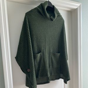 PinkBlush Green Buttoned Poncho